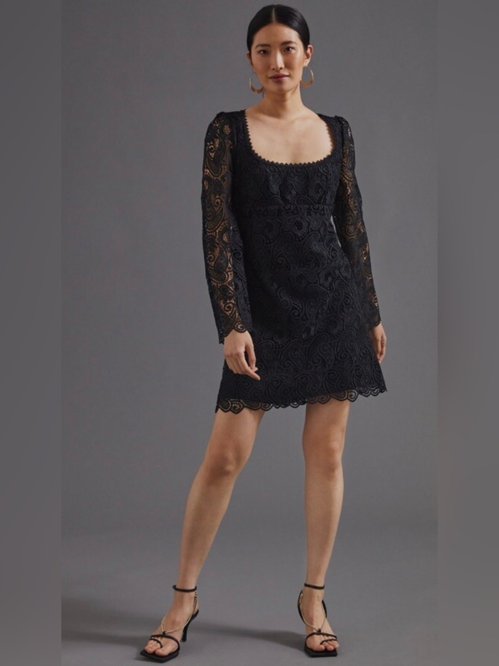 NWT Maeve Embroidered Lace Mini Dress - black. Size 6. Anthropologie